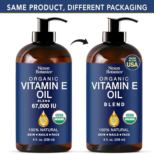 Organic Vitamin E Oil Blend 8 fl oz - Made from Pure, Natural Oils for Skin, Scars & Face - Aceite de Vitamina E - Nexon Botanics