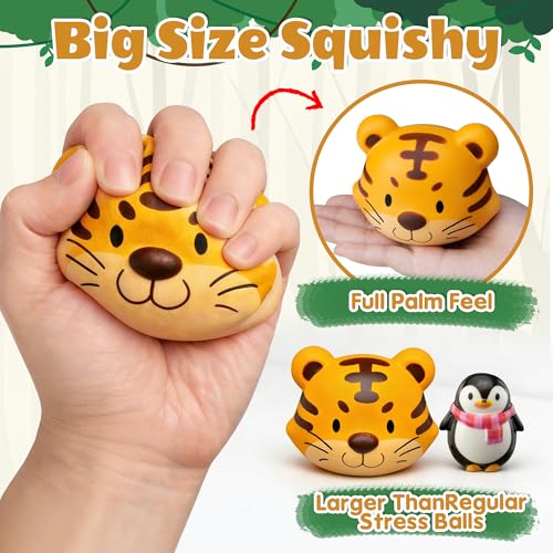 DMIGHT 6PCS Large Animal Squishy Toys – Cute Stress Relief Toys for Kids, Big Animals Variation