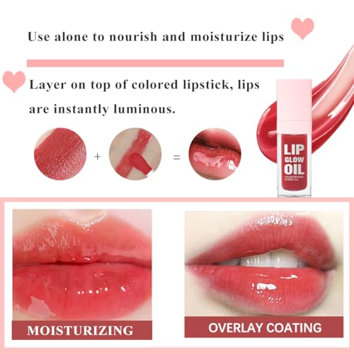 Glow Lip Oil Set, 4 Colors Hydrating Plumping Lip Gloss