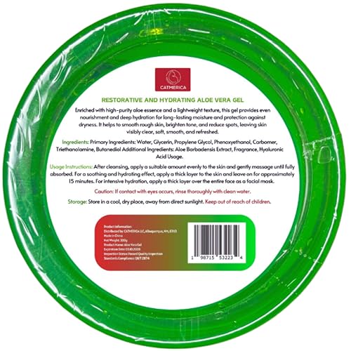 Aloe Vera Gel ? 99% Pure, Fast-Absorbing and No-Residue Moisturizer, Non-Sticky - Aloe Vera can be good for Sunburn, after tanning, Dry Skin, Body, face & hair Care ? 10.1 fl oz (300g).