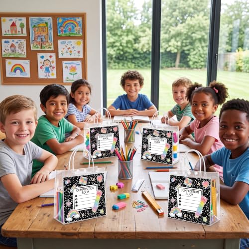 Renbuzhu 24-Pack Clear PVC Gift Bags 8x8x3in with Handles – Reusable Classroom Party Favor Bags