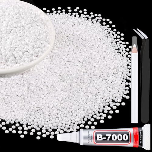6000Pcs 3mm White Flatback Resin Rhinestones Kit with B7000 Glue for Crafts