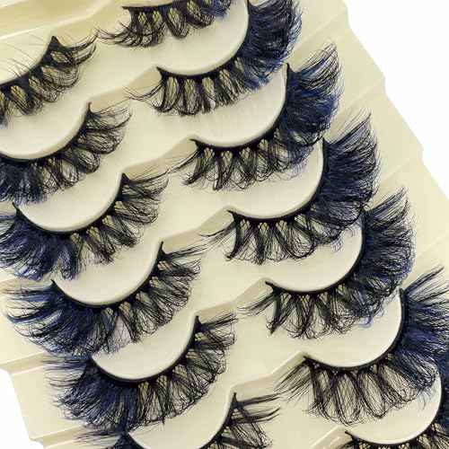 Blue Colored Lashes 20MM Fluffy Mink D Curl 7-Pack