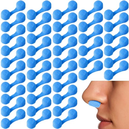 Tondiamo 100 Pieces Nose Plug Filter Disposable Nose Filter Sponge for Women Men Sunless Spray Tanning Outdoor Dust Construction Areas(Blue)