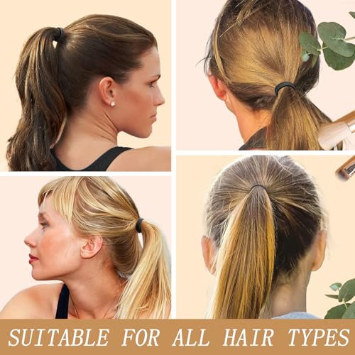 100PCS Black Hair Ties for Thick Hair - No Damage Elastic Bands