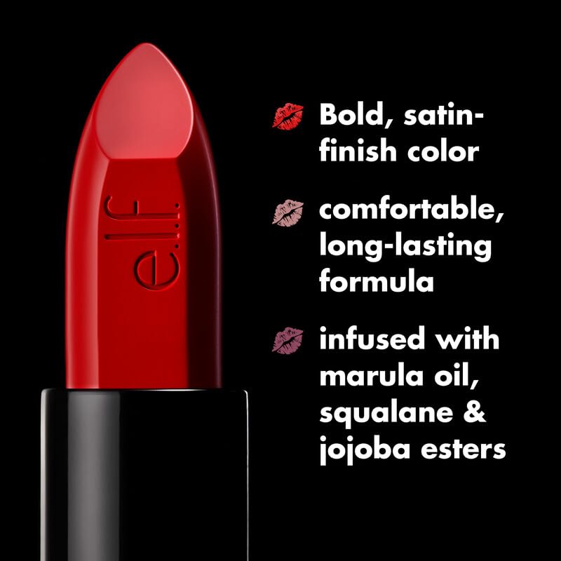 e.l.f. O Face Satin Lipstick - Bold, Long-Lasting Creamy Lip Color