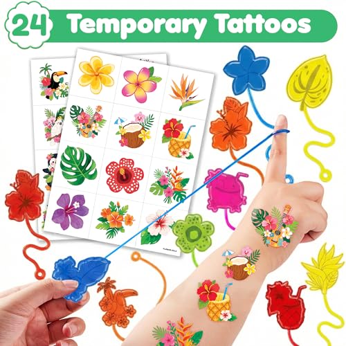 48 PCS Tropical Party Favors - Stick Hands & Temporary Tattoos