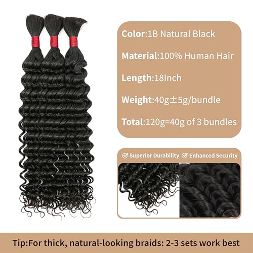 Deep Wave Human Hair Bundles 18 Inch 120g Virgin Hair