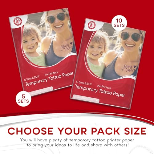 BubblePop! Printable Temporary Tattoo Paper - 5 Sheets for Inkjet