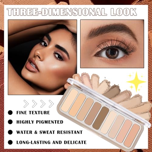 9 Colors Eyeshadow Palette,Matte Blendable Eyeshadow Makeup with Brush Make Up Gift Kit,Long Wearing Waterproof Highly Pigmented Brown Nude Smoky Brown Eye Shadow Palettes D