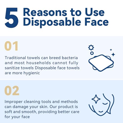 Disposable Face Towelettes, Makeup Remover Dry Wipes, Ultra Soft, 100% Biobased 50PCS