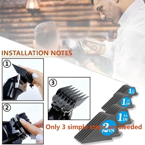 Professional Hair Clipper Combs Guides Set - 1.25'' to 2'' Size Range, Replacement Guards£¬COMPATIBLE WITH WAHL Most Clippers/TrimmersMost Clippers/Trimmers,Grey(4 Pieces)