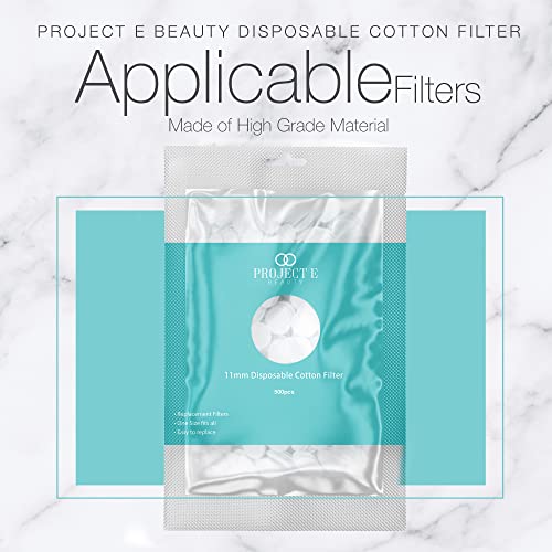 500pcs Cotton Filter (11mm) by Project E Beauty | Microdermabrasion Replacement Filters | Round Filtering Pads | Facial Vacuum Filters Accessories | Vacuum Peeling | Blackhead Removal | White