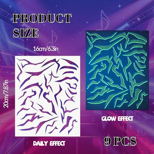 K-pop Temporary Tattoos - 9 Sheet Neon Blue UV Activated