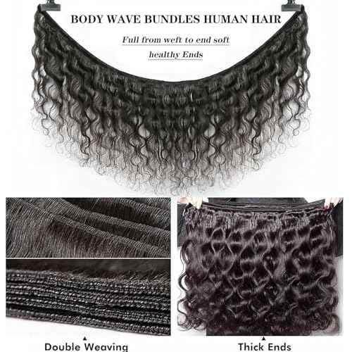 MDL Human Hair Bundles Body Wave Brazilian Virgin Human Hair 3 Bundles 18 20 22 Inch Unprocessed 12A Body Wave Human Hair Extensions Natural Color
