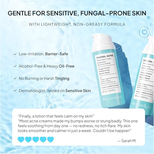 Fungal Acne Treatment Lotion: Helps with Bumps, Clusters, Itch & Redness ? Lightweight Anti-Fungal Face & Body Moisturizer for Fungal Skin with Natural Actives & Soothing Plant Extracts
