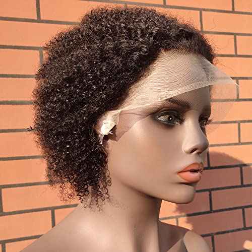 Short Bob Pixie Cut Wig Human Hair Transparent 13X1 Lace Front Wigs Afro Kinky Curly Wig For Black Women Brazilian Wig
