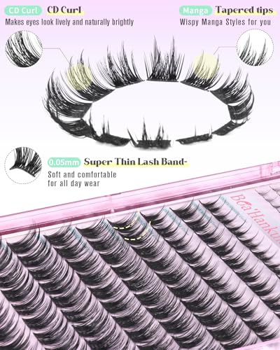 Wispy Lash Clusters 10-18mm CD Curl Eyelash Extensions with Bottom Lashes