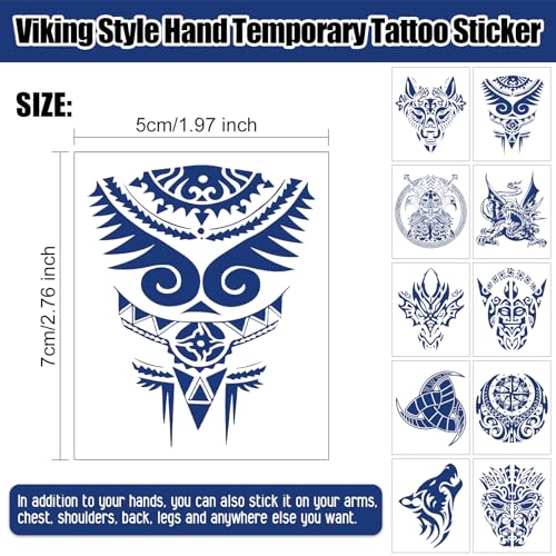 Aresvns Aztec Viking Temporary Tattoos Men 10 Sheets