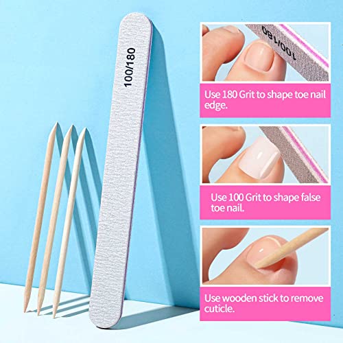 Teenitor 120pcs Press On Toenails Kit with Glue & Tools