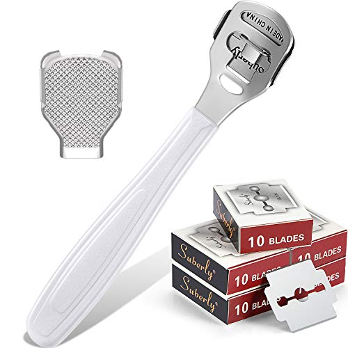 Stainless Steel Callus Shaver & Foot File Set with 50 Blades (52 Pcs)