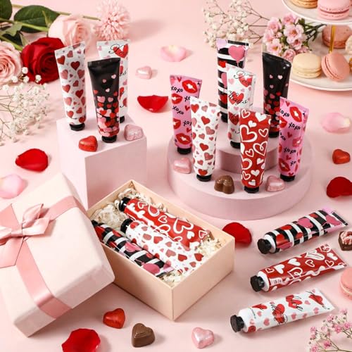 Loopeer 60 Pcs Valentine's Galentine's Day Gifts, galentines Hand Cream bulk, valentines day gifts for employees, Mini Hand Lotion for Valentine Women Coworker Employees Teacher