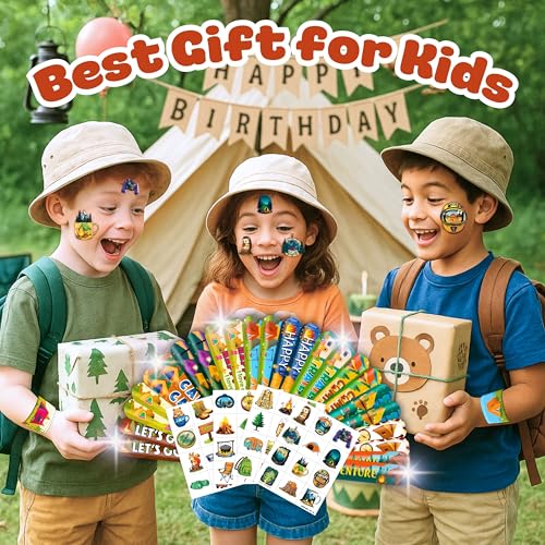 72-Piece Camping Party Favors Set – Slap Bracelets & Tattoos