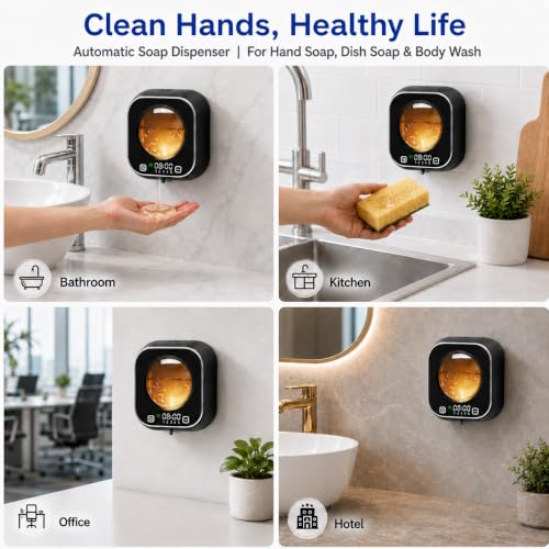 Wall Mounted Touchless Soap Dispenser with LED Clock - 320ML
