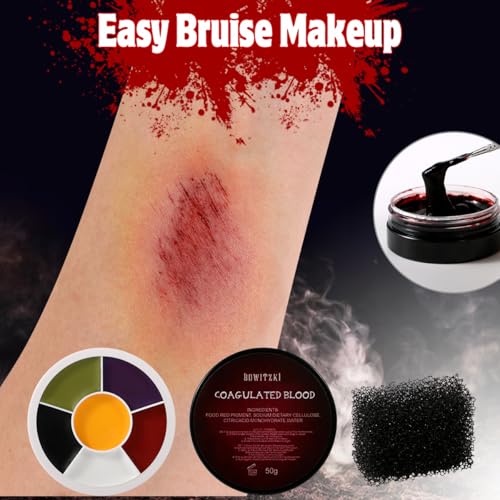 Bowitzki Professional SFX Makeup Kit ? Special Effects Makeup Kit with Fake Blood, Coagulated Blood, Liquid Latex, Bruise & Zombie Face Paint for Halloween, Cosplay, Horror FX, Theater
