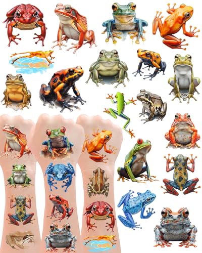 Frog Temporary Tattoos, 188 PCS, Hypoallergenic & Realistic