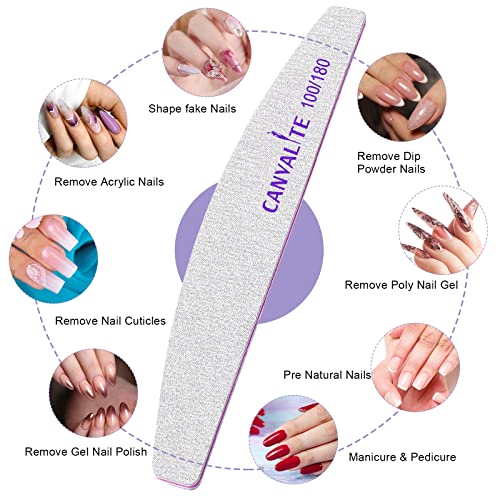 Canvalite 10 PCS Professional Nail Files 100/180 Grit Double Sided