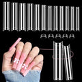 3XL Square Nail Tips - 504 Pcs No C Curve Clear Half Cover Fake Nails