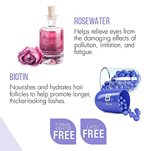 DUO Rosewater & Biotin Eyelash Glue - Clear Strip Lash Adhesive with Brush Applicator, All Day Hold, 0.18 oz