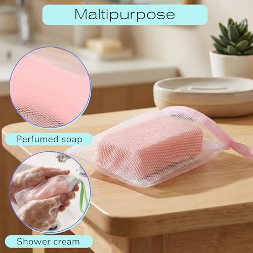 Exfoliating Mesh Soap Pouches Pack of 10 - Gentle Foam Net Bags for Bath & Shower