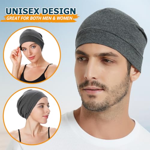 Headshion 100% Cotton Skull Cap Beanie Sleeping Hat for Men Women
