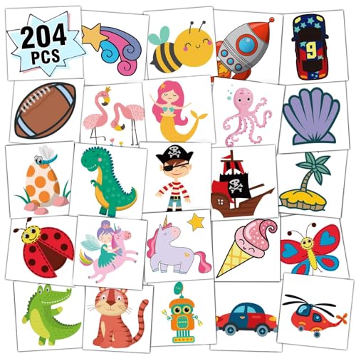 Partywind 204 Temporary Tattoos for Kids Party Favors