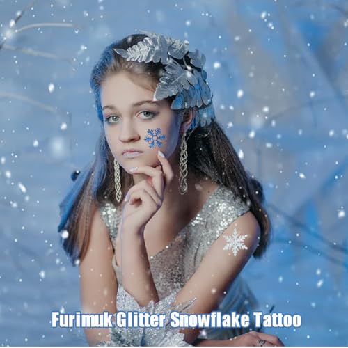 Snowflake Glitter Temporary Tattoos - 5 Sheets Winter Party