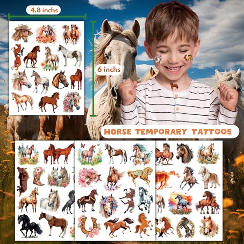 Horse Temporary Tattoos 52 Pcs Party Favors