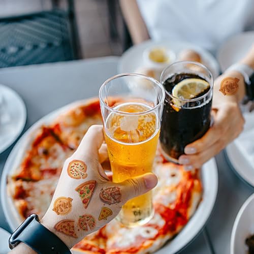 368 Pieces Pizza Party Temporary Tattoos for Kids - Food/Pizza Themed Party Supplies Goodie Bag Stuffers Favors Prize Stickers(24 Sheets)