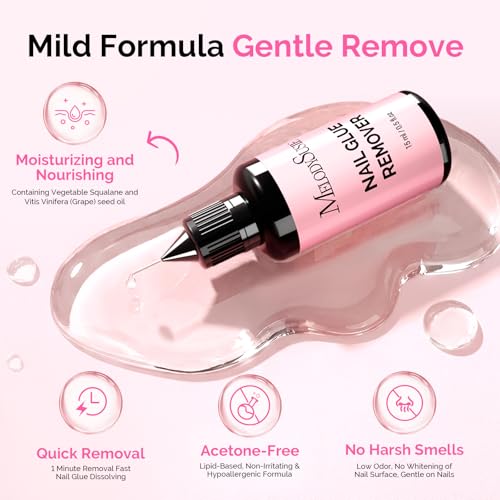 MelodySusie Acetone Free Nail Glue Remover for Press On Nails - 2 Pack (15ml)
