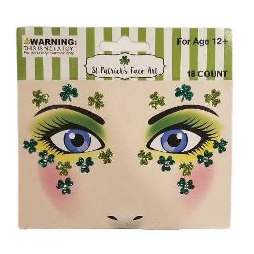 St Patrick's Day Tattoos - Temporary Glitter Face Art | Embellishments Costume for Parade Party School | Over 125 Pieces