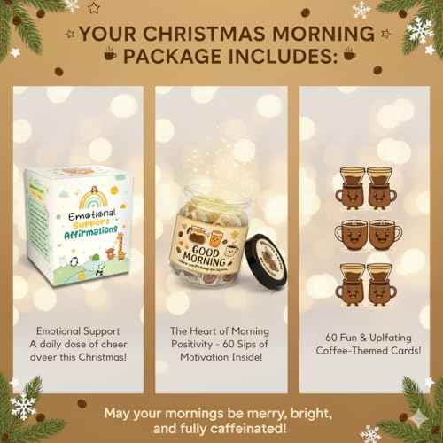 60 Positive Coffee Cards Jar, Coffee Gifts For Women and Men, Dad, Mom, Coffee Themed Lover Gift, Emotional Support Latte, Cheer Up Funny Gag Gifts for Best Friends, Coworkers