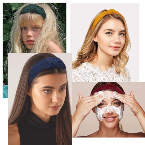 ICKEYOU 10Pcs Knotted Wide Headbands for Women's Hair Knitted Hair Bands Fashion Hair Hoops Hair Headband Non-slip Head Bands Cute Hair Accessories for Women Girls