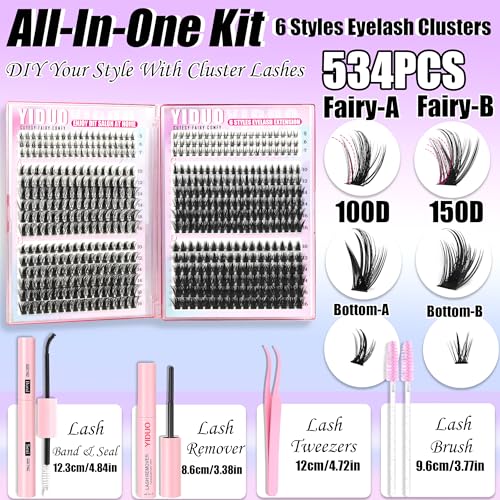 YIDUO 534Pcs Eyelash Extensions Kit - Manga & Bottom Lash Clusters
