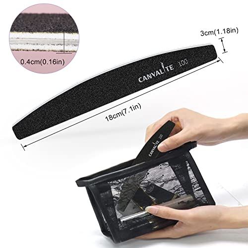 Canvalite 40 PCS Nail File 100/180 Grit Peel and Stick Nail Files Replaceable Emery Boards Reusable Nail File for Acrylic Nails Professional for DIY Salon Use