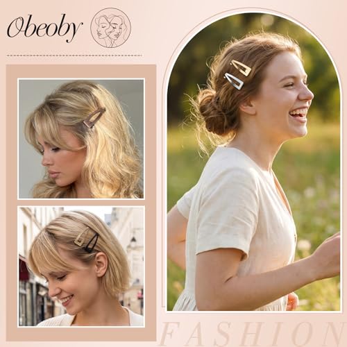 Obeoby 20Pcs Metal Snap Hair Clips for Women & Girls, 5 Matte Colors, Small Barrettes