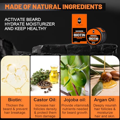 Beard Butter,Maximum Concentration Biotin,with Castor Oil and Argan & Jojoba Oils, Promotes Beard Growth, Styles, Strengthens & Softens Beards ,Unruly Beards While Relieving Itch,2 Ounce*2 (2 Pack)