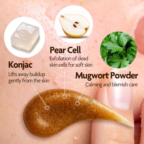 Dr.ROSA Konjac Peeleanser, Gentle Daily Peeling Cleanser with Konjac & Pear Cell, pH Balanced, Sensitive Skin Friendly, Soft & Smooth Skin Care