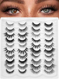20 Pairs False Eyelashes Mixed Styles Wispy Fluffy Lashes