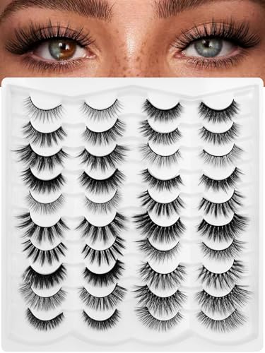 20 Pairs False Eyelashes Mixed Styles Wispy Fluffy Lashes